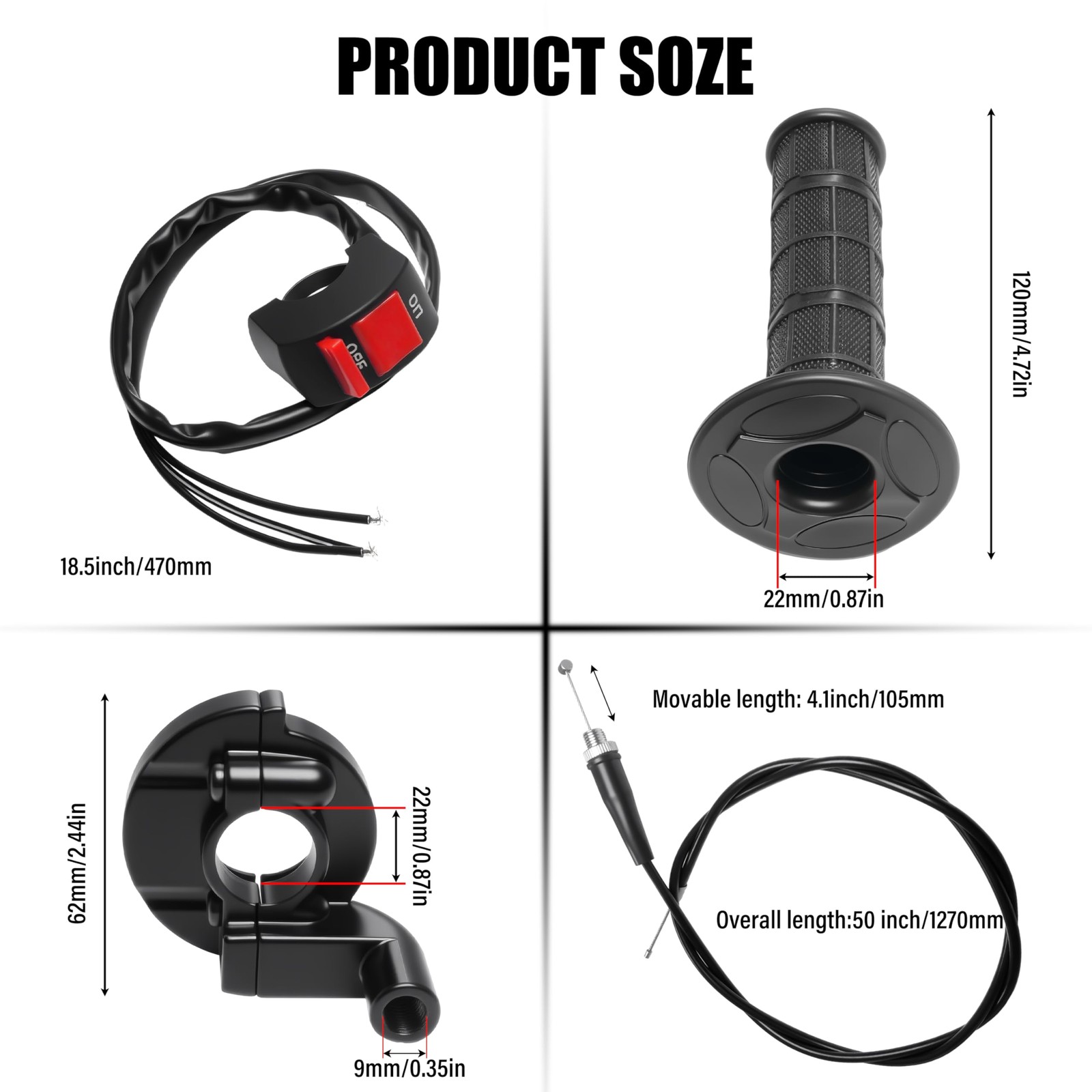 Jxpang Universal Mini Bike Throttle Assemblycable Kit Direct Replacement For