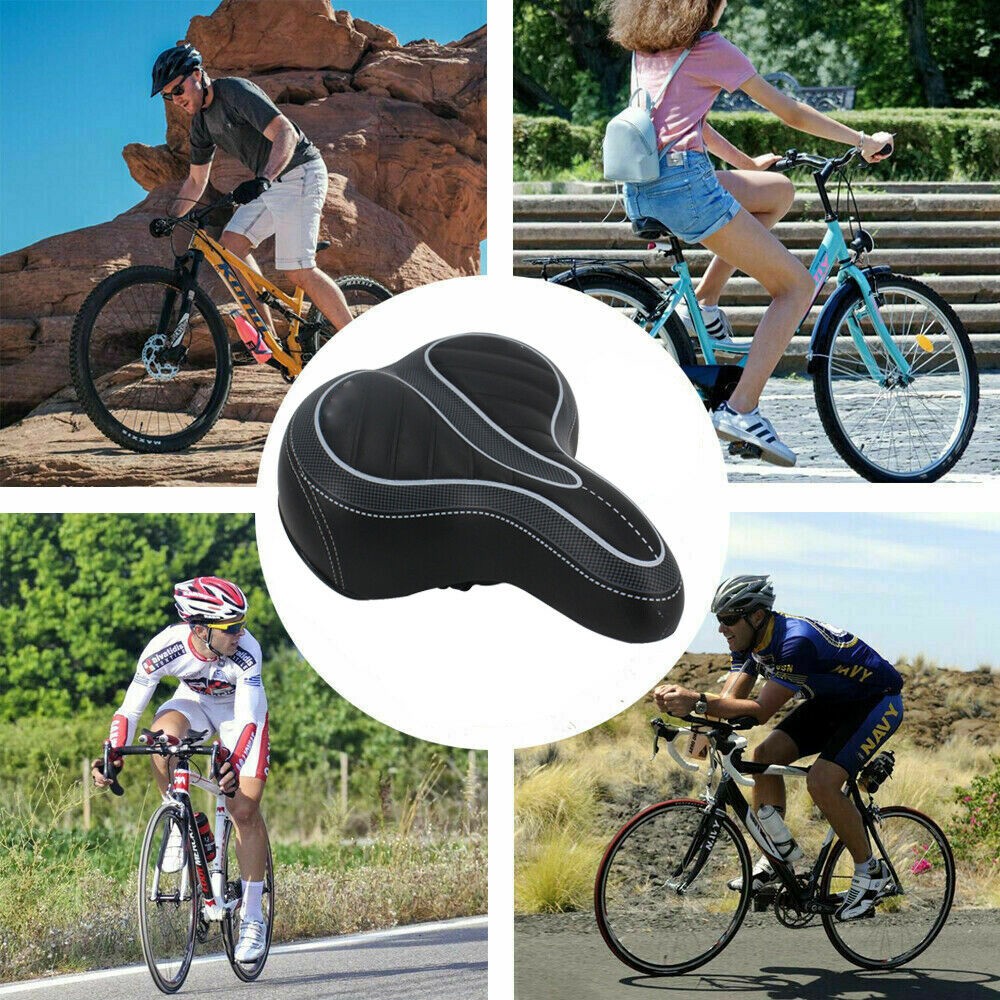 Comfort Extra Wide Big Bum Bike Bicycle Seat Saddle Gel Soft Pad Sporty Cycling