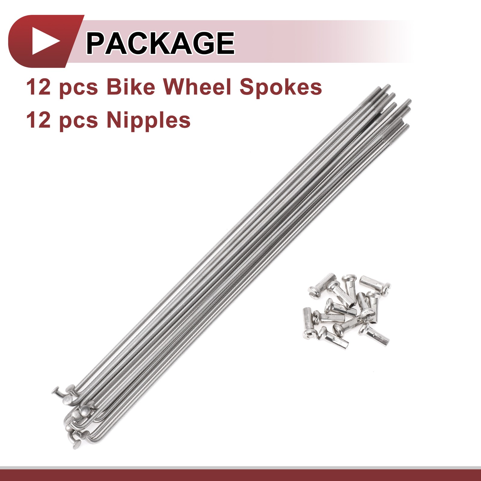 12 Set 14G Bicycle Spokes 185mm Bike Wheel Spokes 304 Stainless Steel Universal