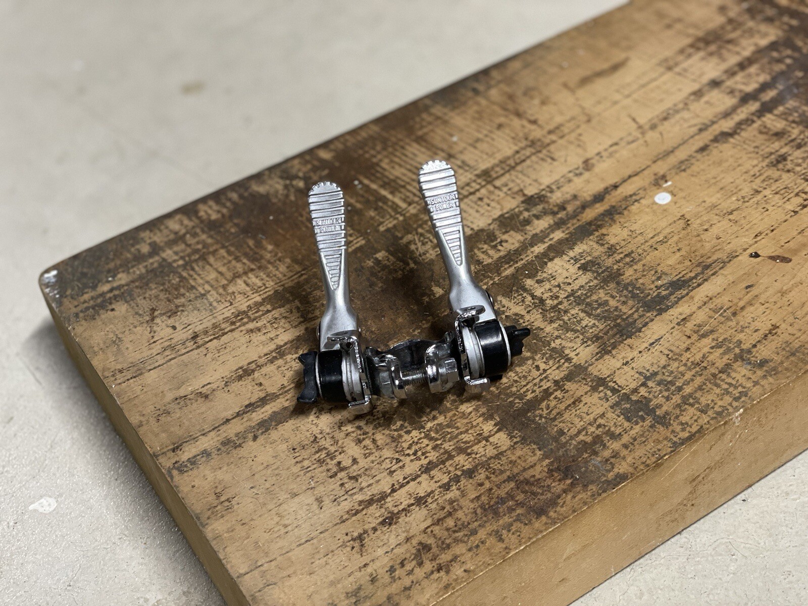 Vintage Suntour Mighty Power Shifters – Downtube Clamp – Ratcheting – Road Tour