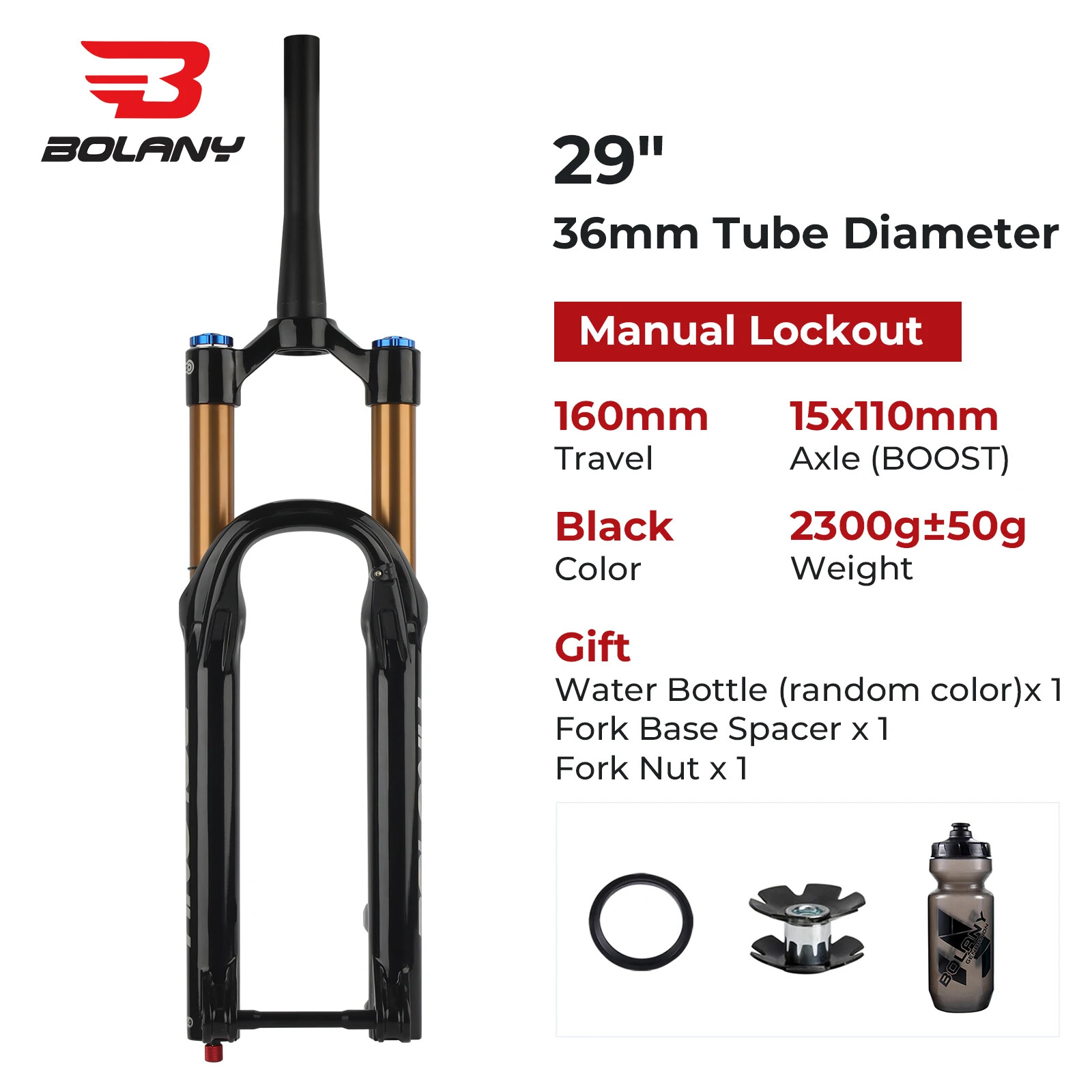 27.5/29Inch Boost Air Suspension Fork 160mm Travel MTB Damping Adjustable Fork