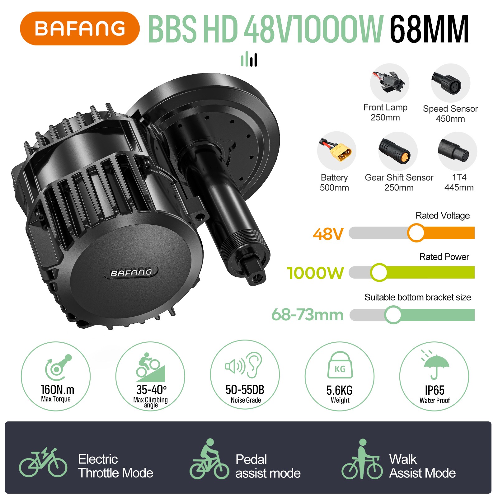 48V1000W68-120MM BBSHD BAFANG Ebike Drive Mid Drive Motor Kit Conversion Kits