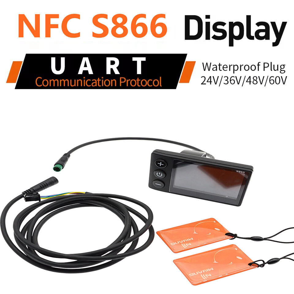NEW S866 E-Bike LCD Display Meter 24V 36V 48V 60V Control Panel w/ NFC Function