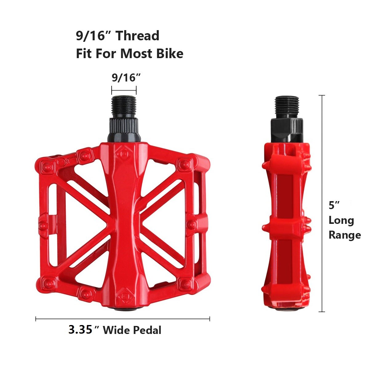 1Pair 9/16″ Bike Pedals Mountain Road Bicycle Flat Platform Non-Slip MTB Cycling