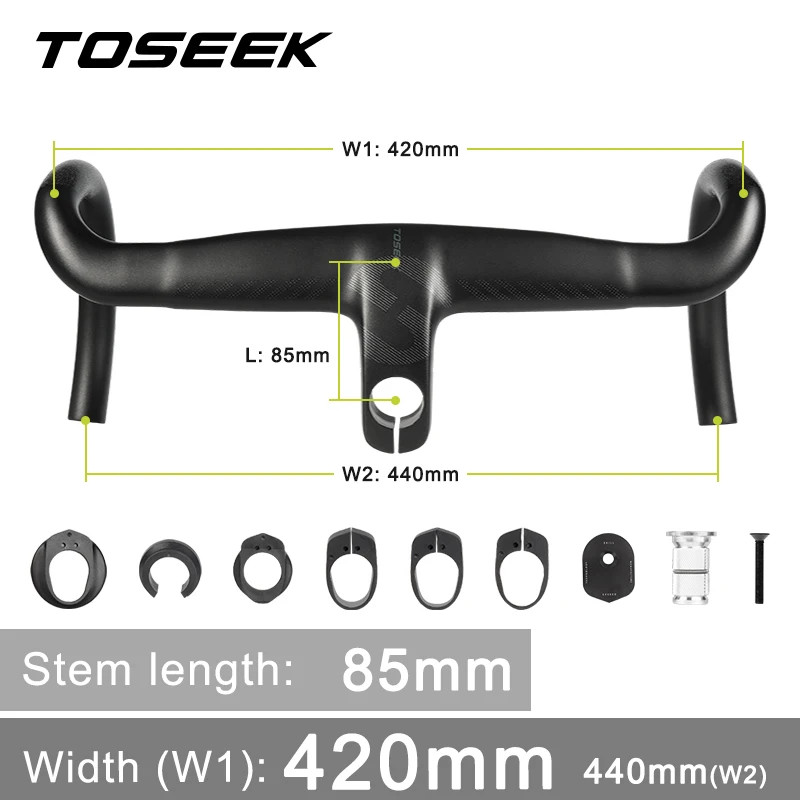 Carbon Road Bicycle Handlebars Integrated Full Internal Routing Di2 Drop Bar