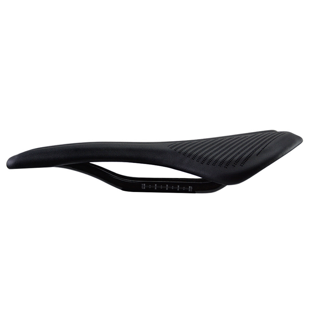 270*143mm Carbon Fiber Leather Saddle Mountain Road Bike Seat Oval Rail Black
