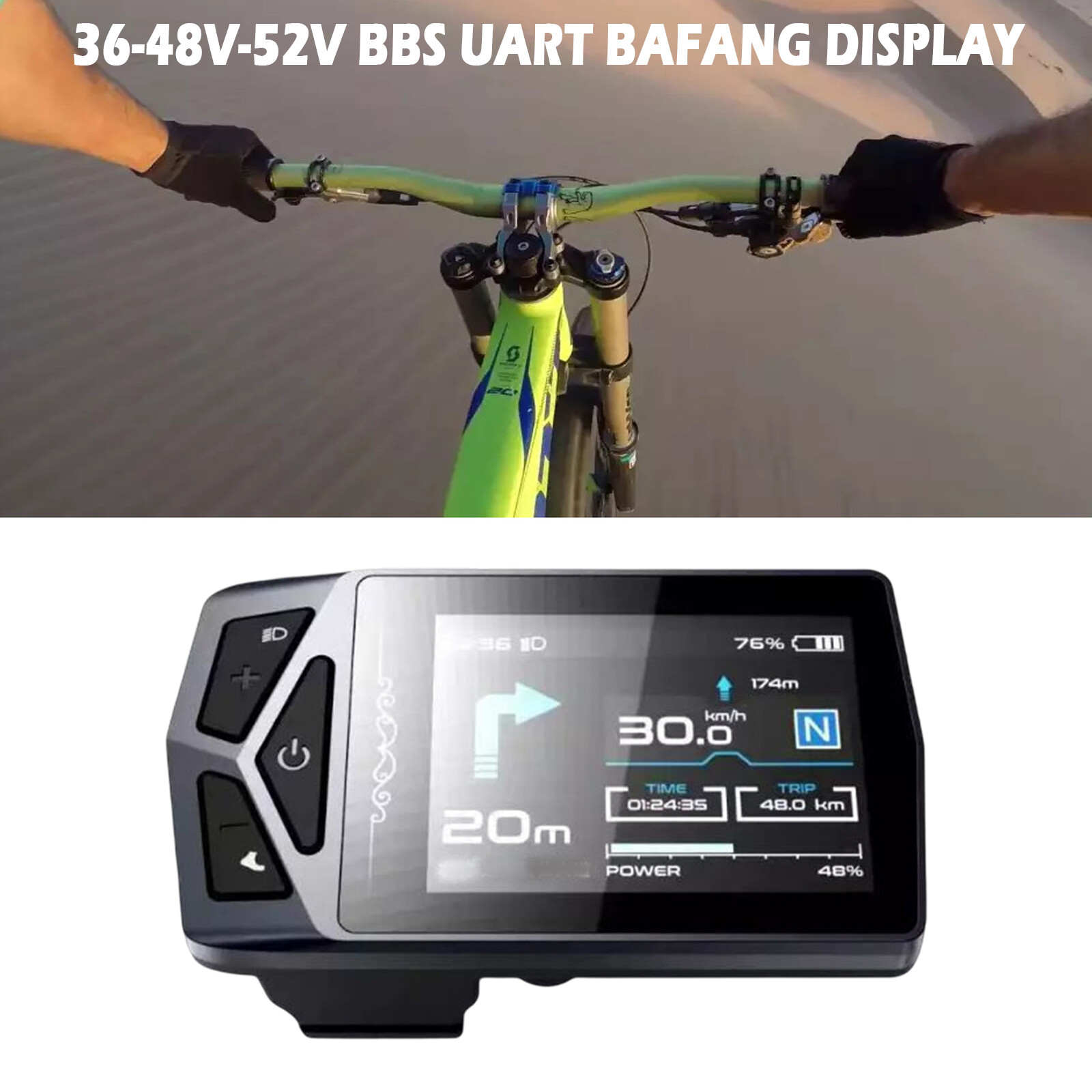 E-bike 36V 48V 52V Ebike IPS LCD Display NAVI Panel Control For BBS UART Bafang