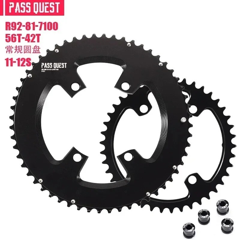 4 Bolts Round Chainwheel 110bcd Aluminum Double Chainring for Shimano 54T-33T