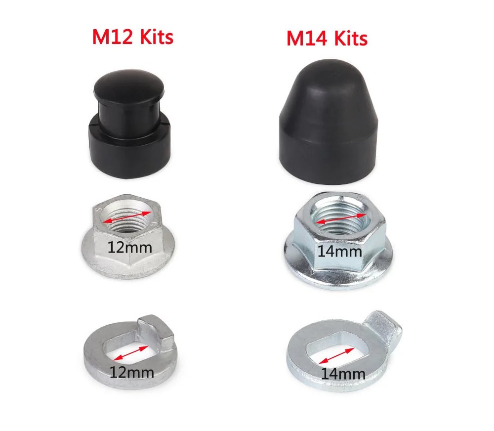 E-bike Hub Motor Axle M12/M14 Lock Nut /Lock Washer/Spacer/Nut-Cover Parts Kit
