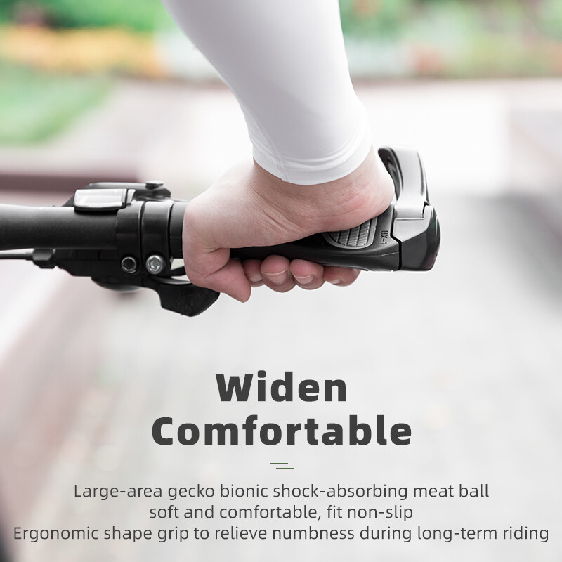 ROCKBROS MTB Bike Lock-on Handlebar Grips Rubber&Aluminum Barend Bar Ends Black