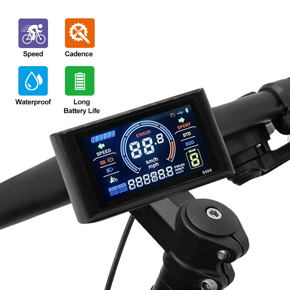 E-bike Display S866 S900 UKC1 LCD Display 24V-48V SM/Waterproof Connection Plug