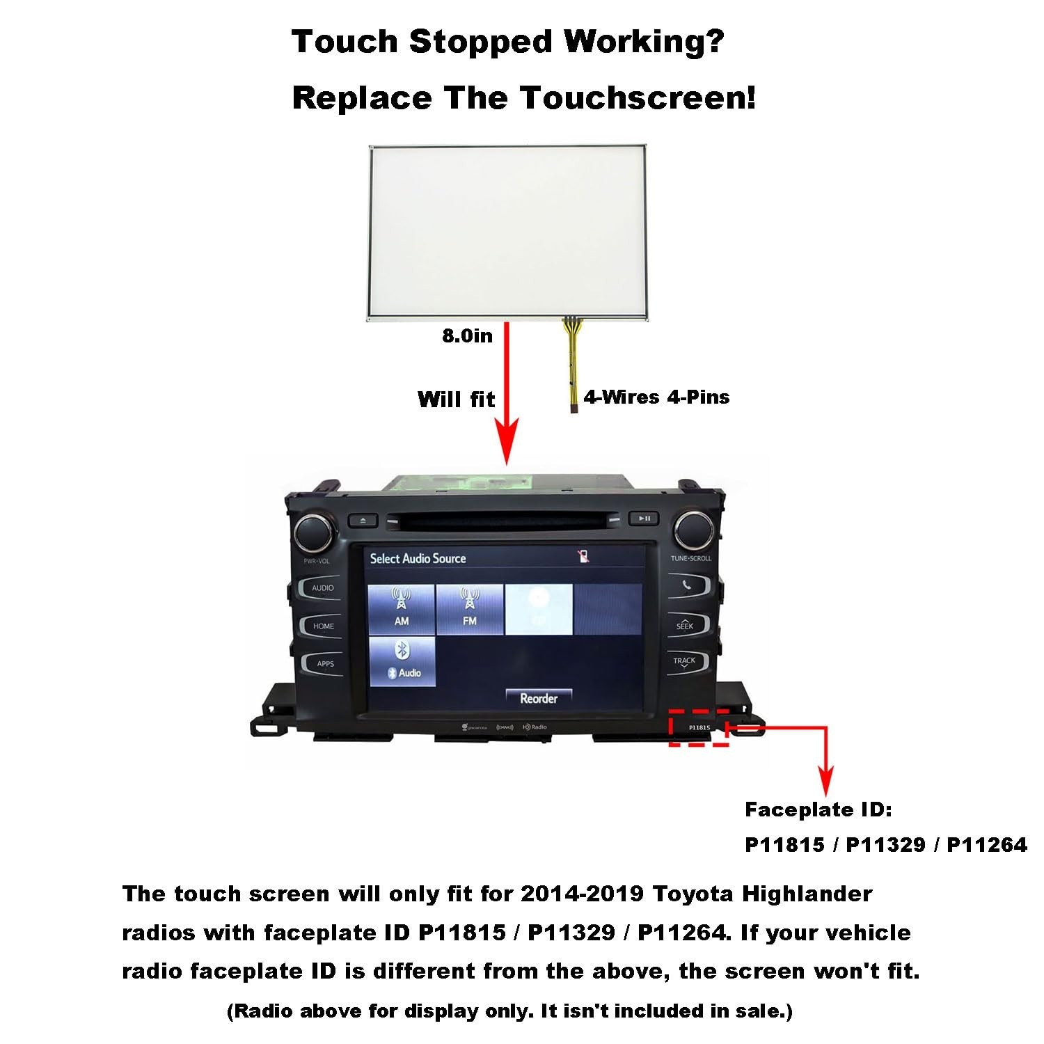Touch Screen Digitizer Fit For Lexus GX460 Toyota Highlander Land Cruiser Pra…