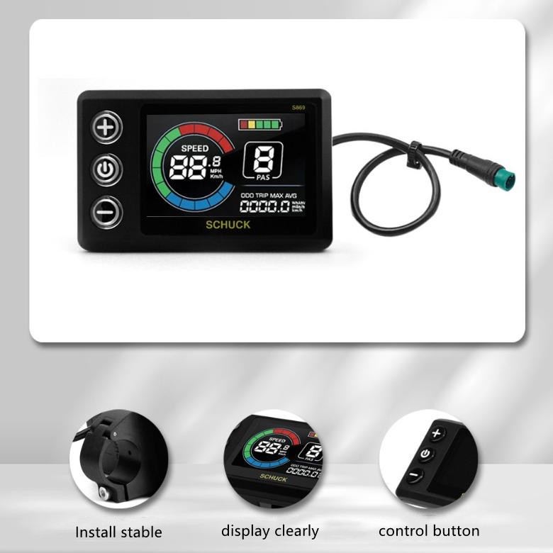 E-Bike Compatible S869 Smart LCD Color Screen with light wire 5PIN WP plug.
