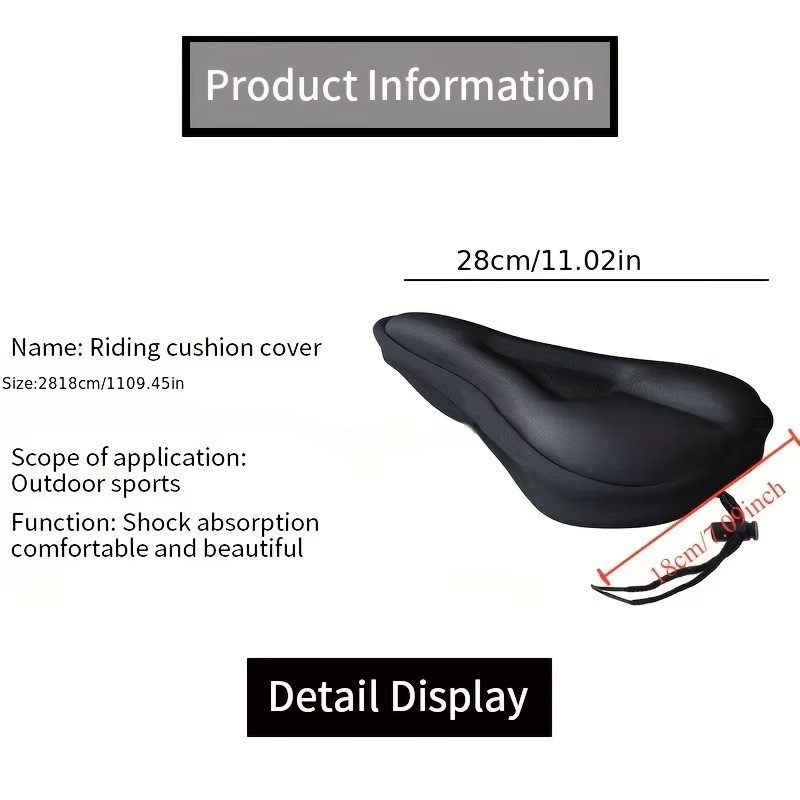 Black Thickened Bicycle Seat Cover Soft Breathable Mountain Bike Saddle Cushion
