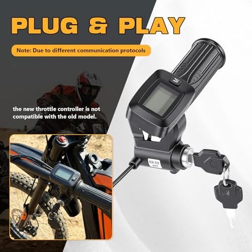 Throttle Integrated Display with M Key Button Speedometer Compatible No Grip