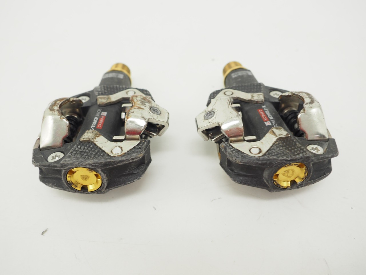 LOOK X-Track Race Carbon Ti Mountain Bike Pedals Black/Gold w/o Cleats *Good*