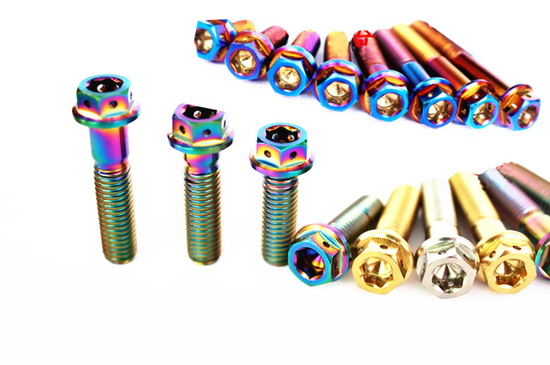 4pcs M6 *10/15/20/25/30/35/40/45/50mm Titanium Drilled Flanged Head Screws Bolts