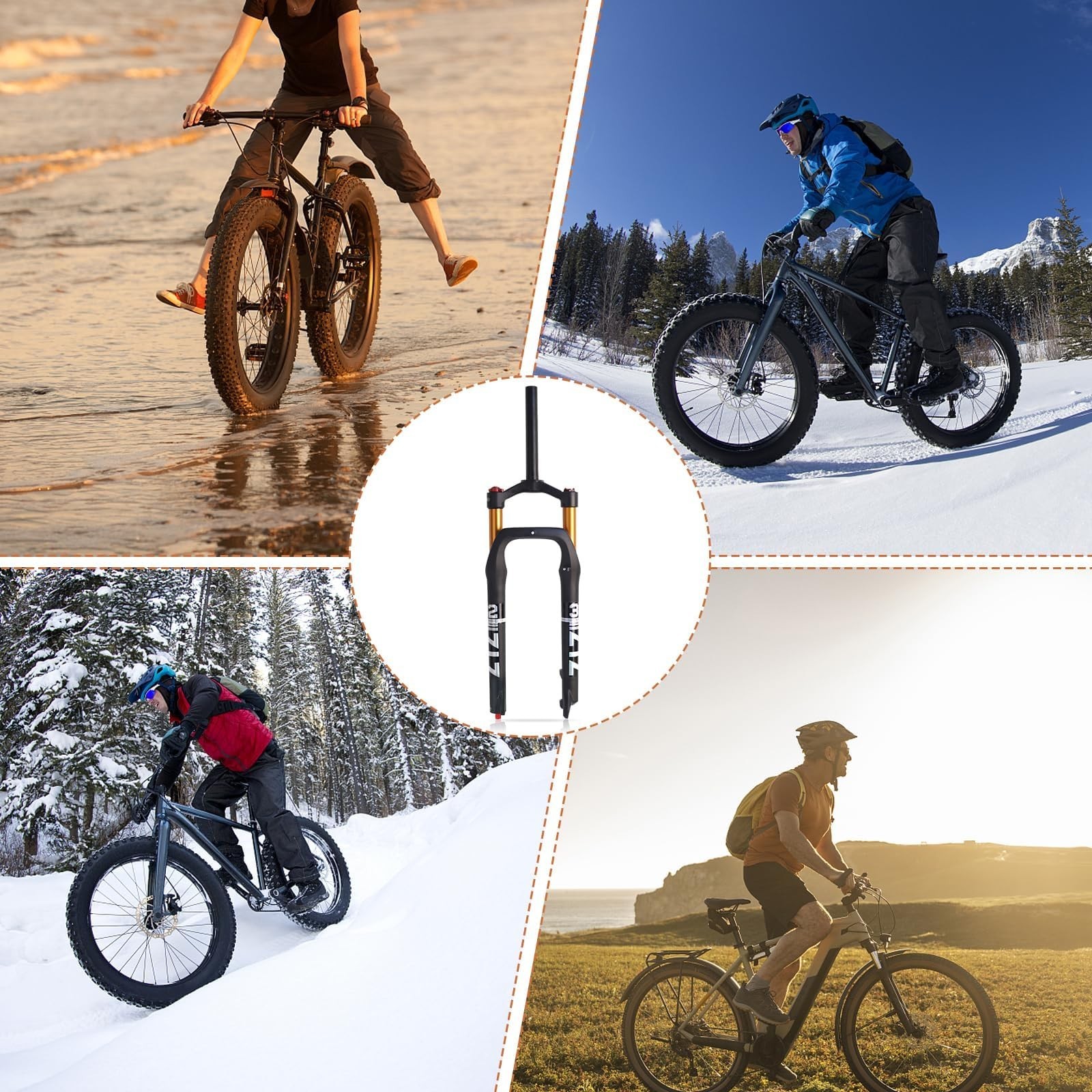 ZTZ 26 * 4.0 inch Fat Tire MTB Air Suspension Fork – Ultralight Rebound Adjus…