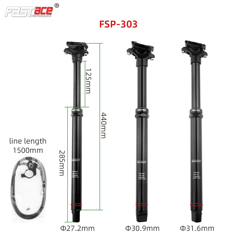 FASTACE Dropper Post 27.2//30.9/31.6mm 440mm 125mm Travel Remote External Cable