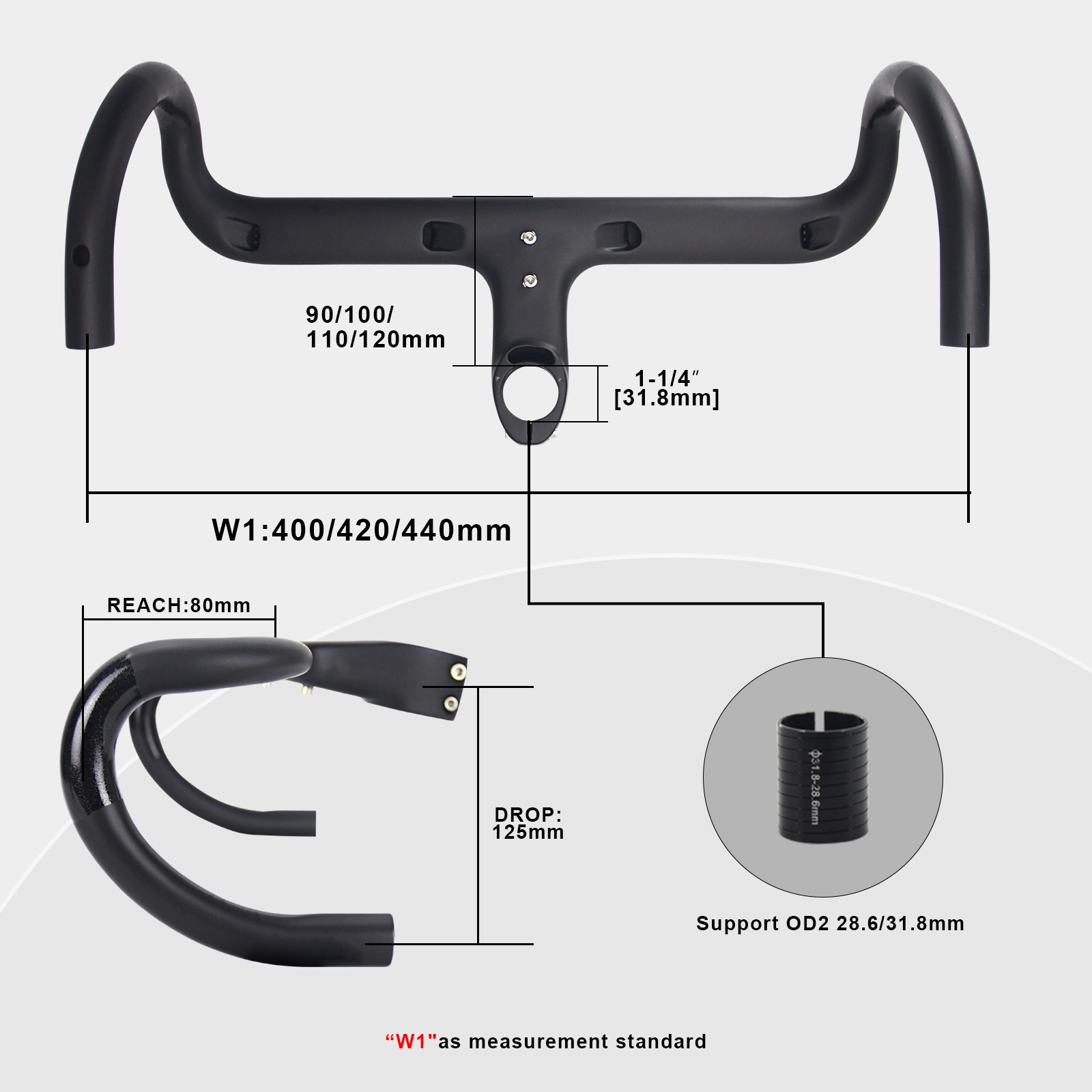 integrated handlebar road bike integrated drop handlebar 28.6/31.8mm 400-100mm
