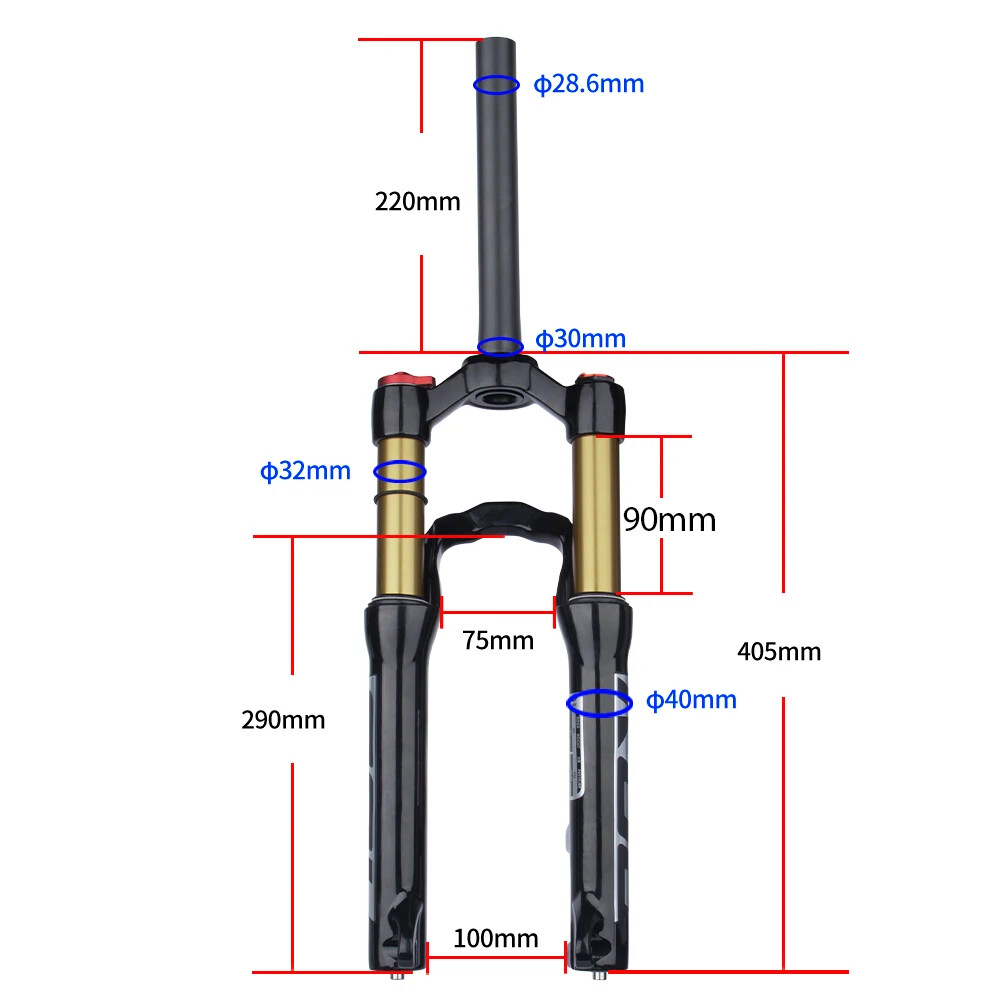20inch MTB Bicycle Thru-Axle Quick Release Suspension Air Front Frok 90mm Travel