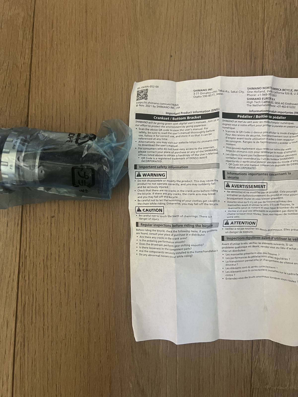 Shimano BB-RS501 Hollowtech II English Bottom Bracket