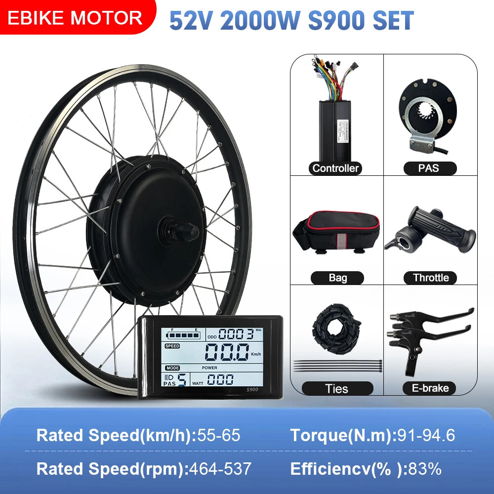 52V 2000W MTB Electric Bike 20-29inch 700C Brushless Rear Rotate Hub Motor Wheel