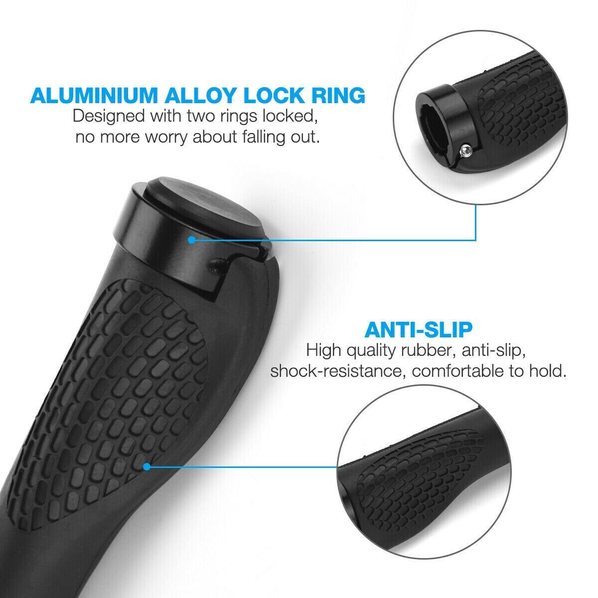 Bike Rubber Handlebar Grips Double Lock On MTB Mountain Bicycle Ergonomic Grip