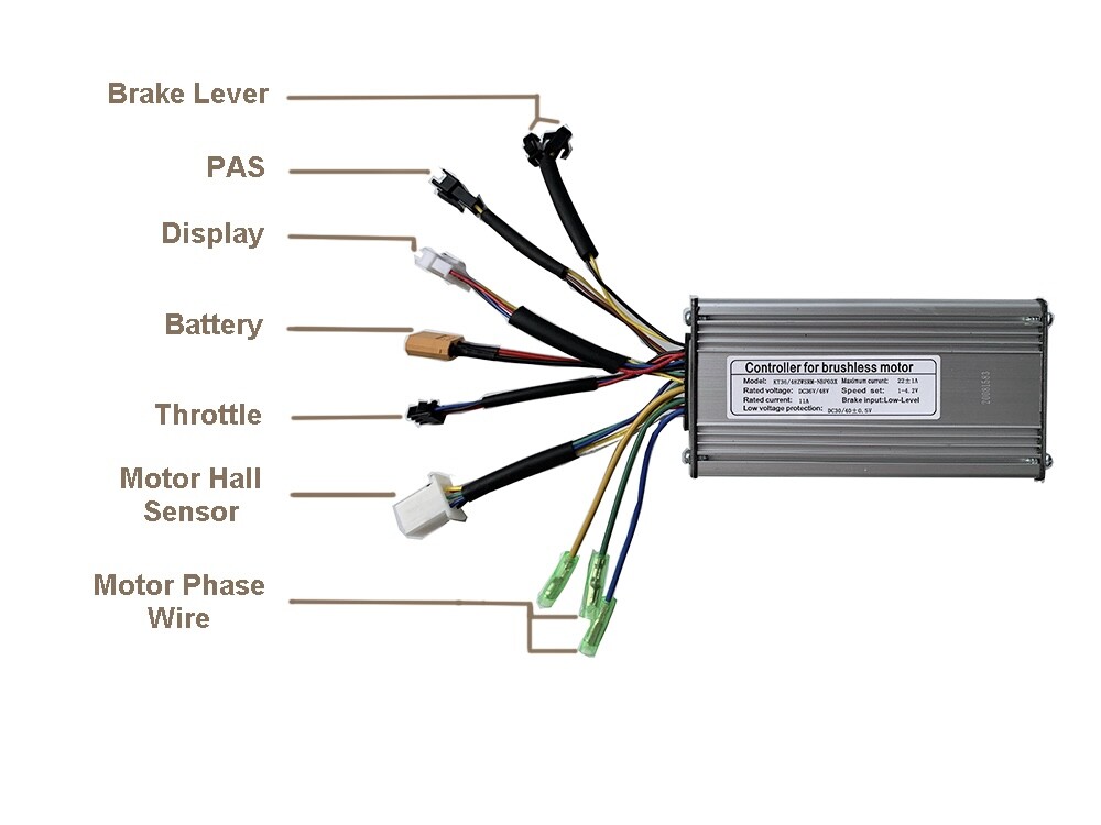 36V/48V 22A KT Brushless DC Motor Controller Ebike+KT-LCD8H/KT-LCD3 Display