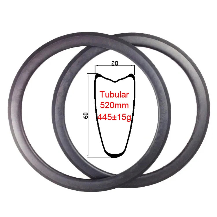 2 Pc 700c 60mm Depth 28mm Width Road Carbon Bike Rim Tubular V/Disc Brake Wheels