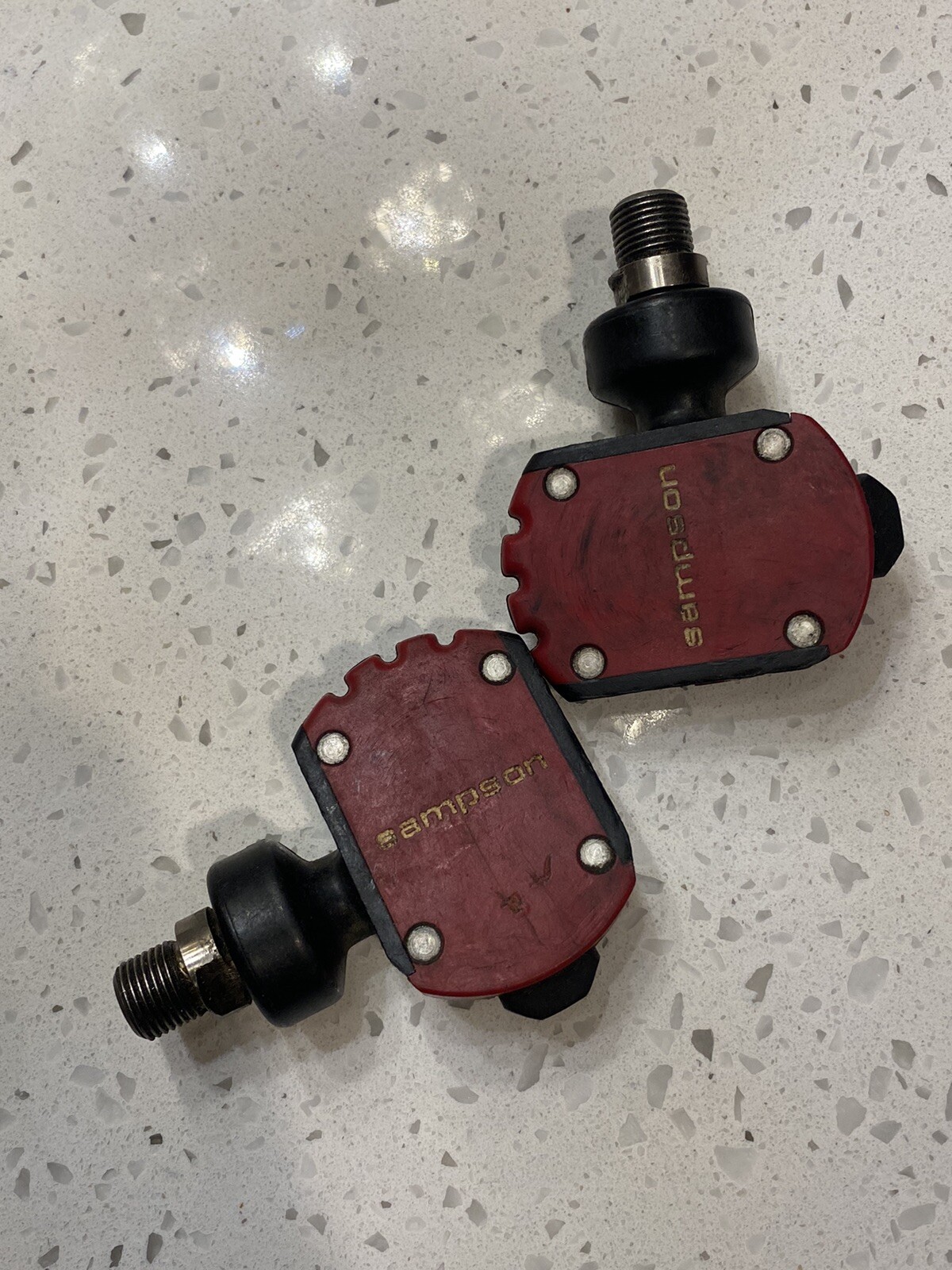 Sampson Stratics Clipless Pedals Super Light 226 Grams! Very Smooth. Red. Campy