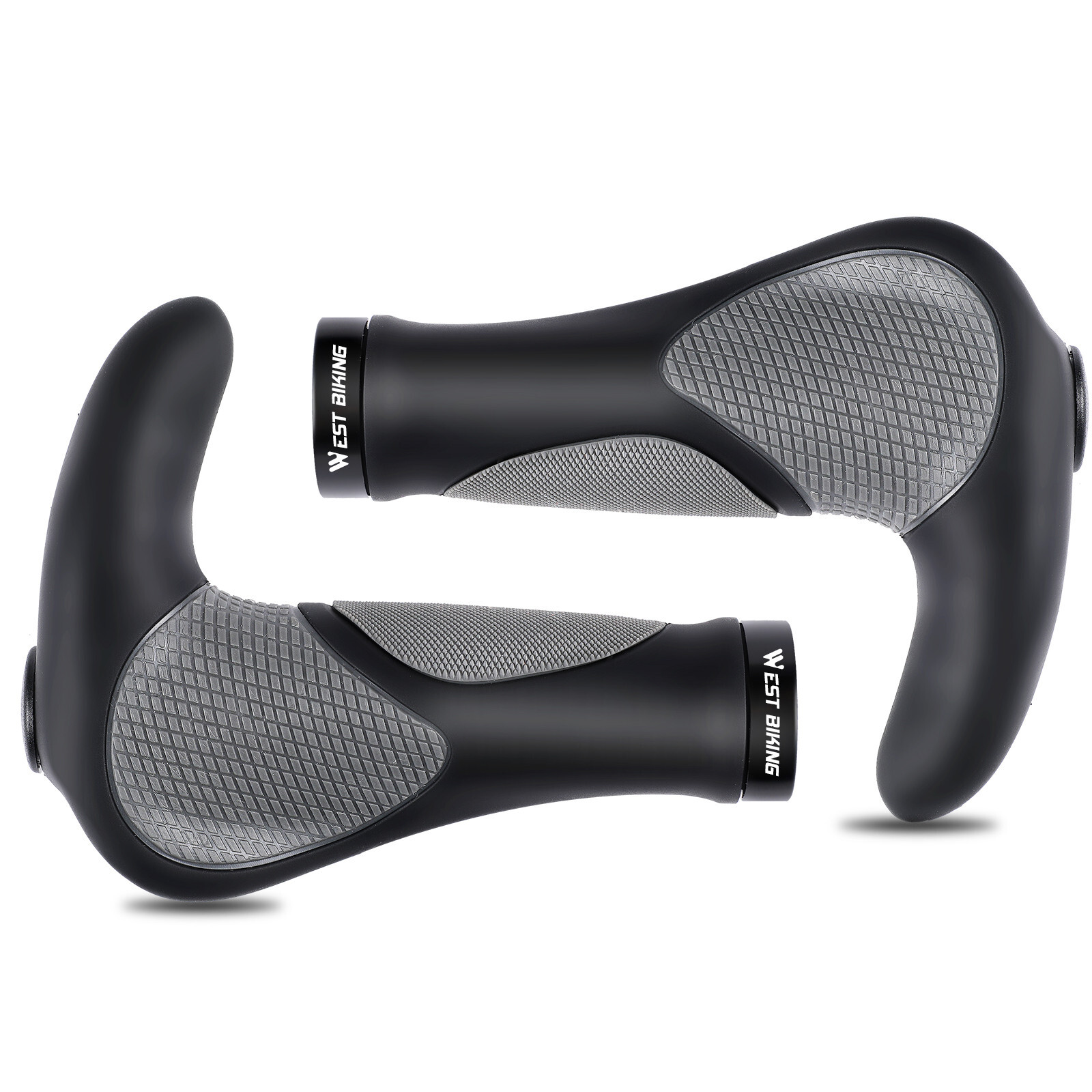 WEST BIKING Bike Grip Lock-on Rubber Ergonomic Bicycle Handlebar Bar Ends Plugs