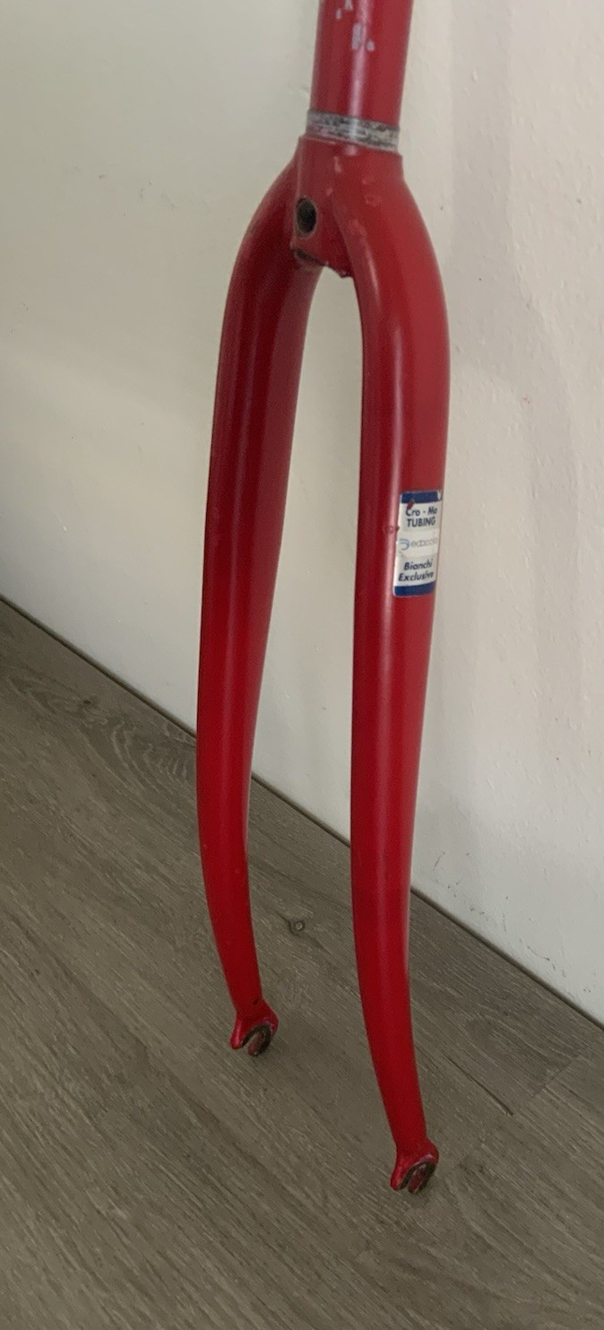 BIANCHI FORK 700C ONE INCH THREADED 185 MM STEERER CHROMOLY 28.2 OUNCES