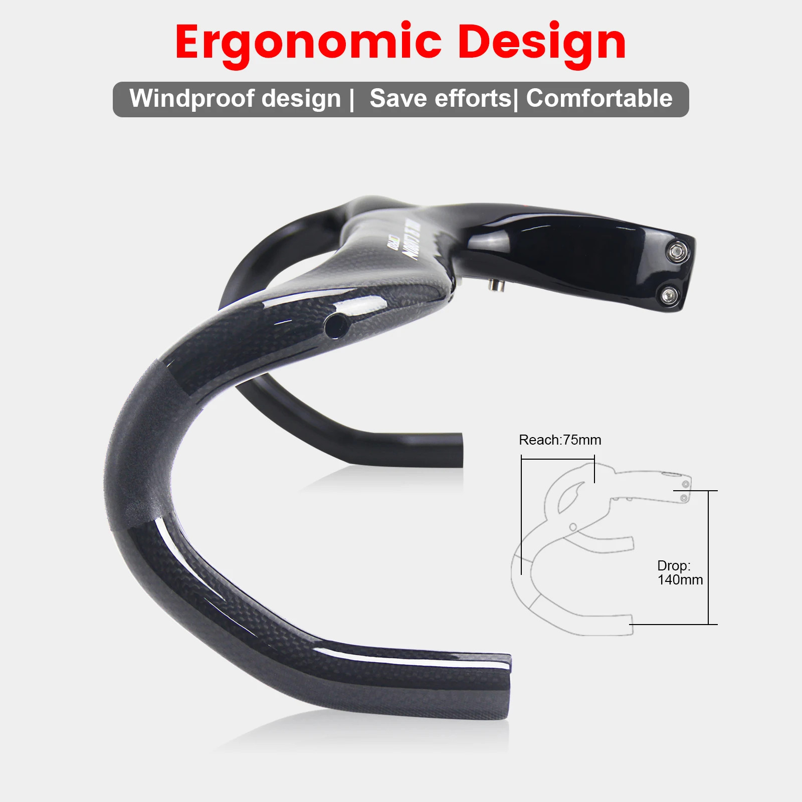 Carbon Road Bicycle Integrated Handlebar Internal Routing Drop Bar 400/420/440mm