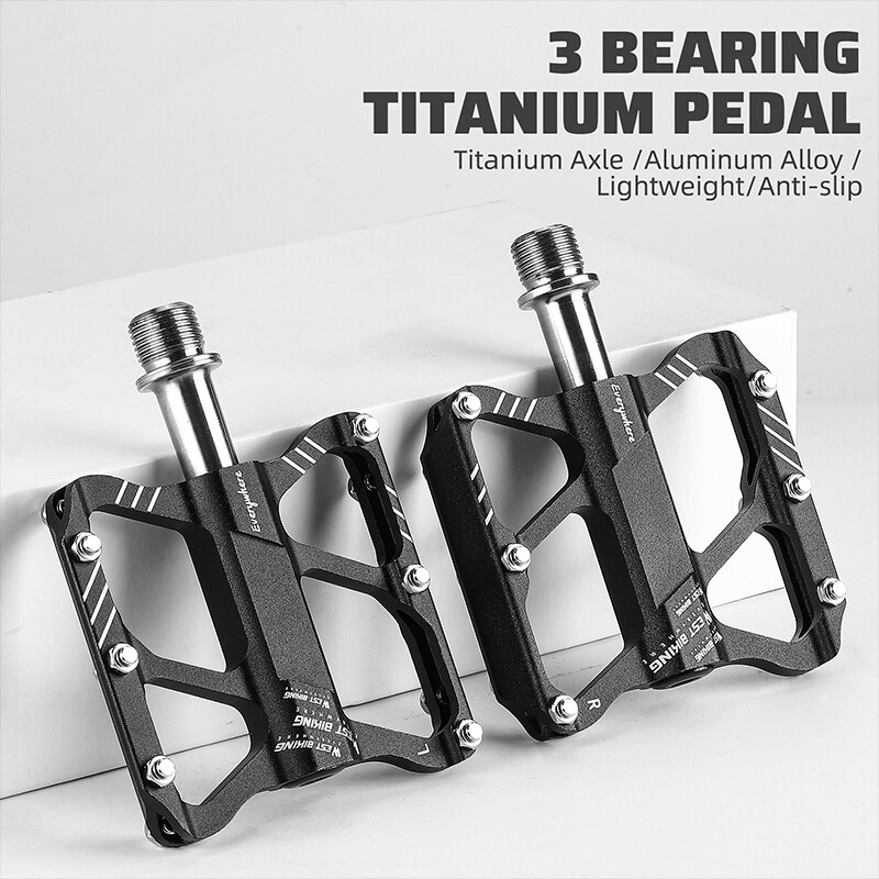 WEST BIKING Ultralight Titanium Bicycle Pedals Road Bike Flat Pedals 3 Bearings