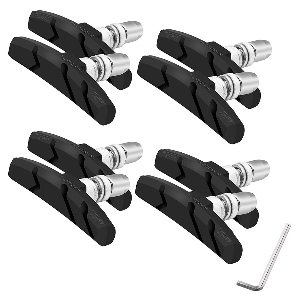 Brake Pads of 4 Pairs Road Mountain Bike V-Brake Block Shoes 70mm Hex Nut Shims