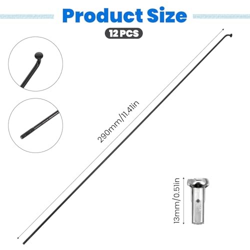12pcs 290mm/11.4inch Stainless Steel Spokes Mountain Bike/Road Bike Steel 14G