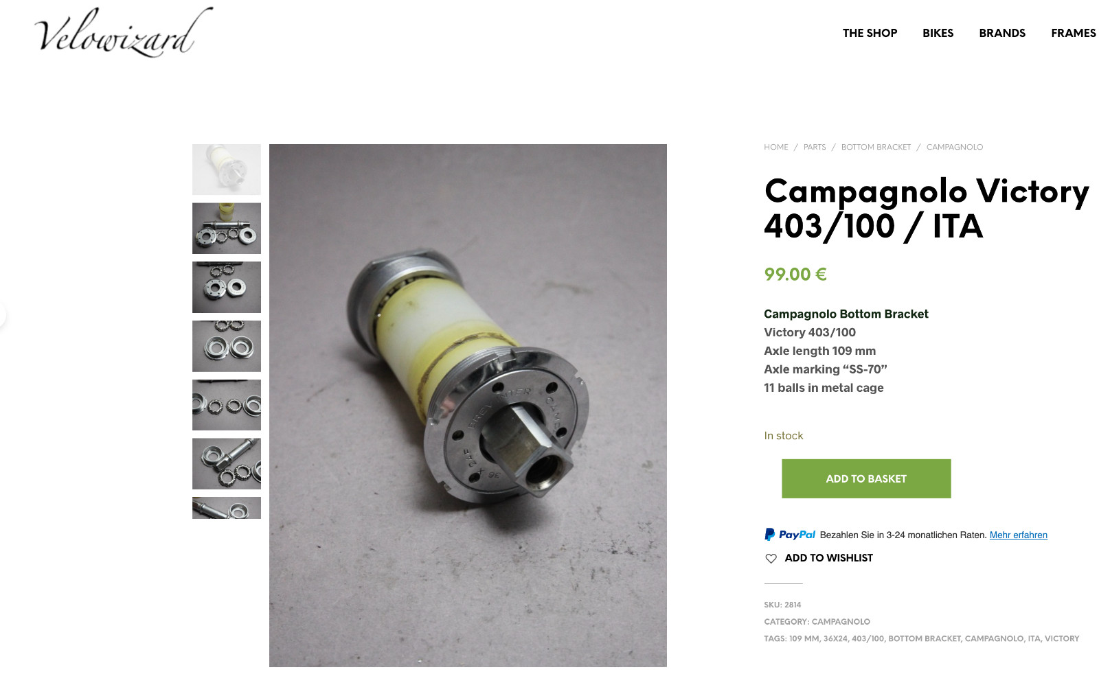 Campagnolo Victory 403/100 70 SS Bottom Bracket / ITA / 109mm / 70-SS