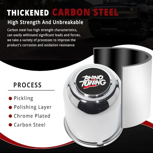 4 PCS 3.74 in Wheel Center Caps for 3.74″ Center Hole, 4.41″ Height Chrome