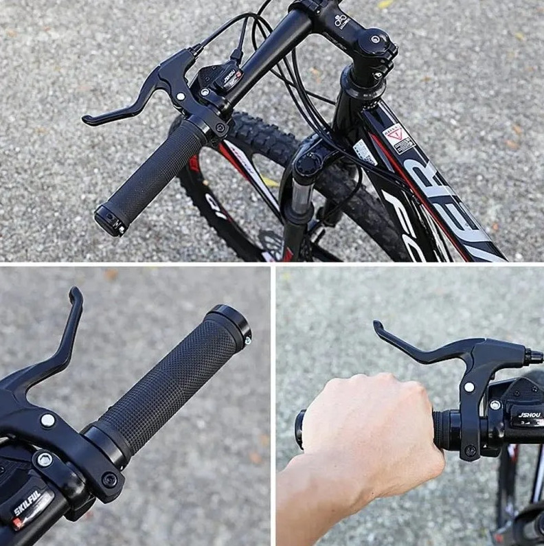 1 pair Non-Slip Bicycle Handlebar Grips Double Lock Alloy Rubber Bike Grips