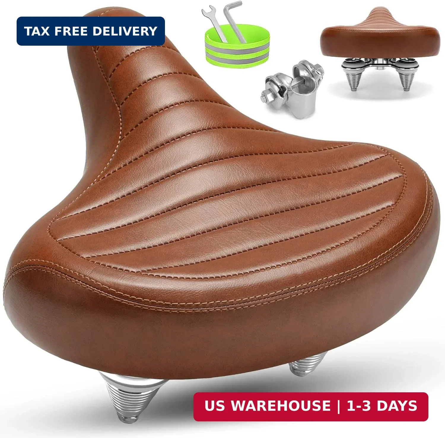 CDYWD Wide Bike Seat for Men Women Comfort, Large Soft Padded Bicycle Seat Cushi