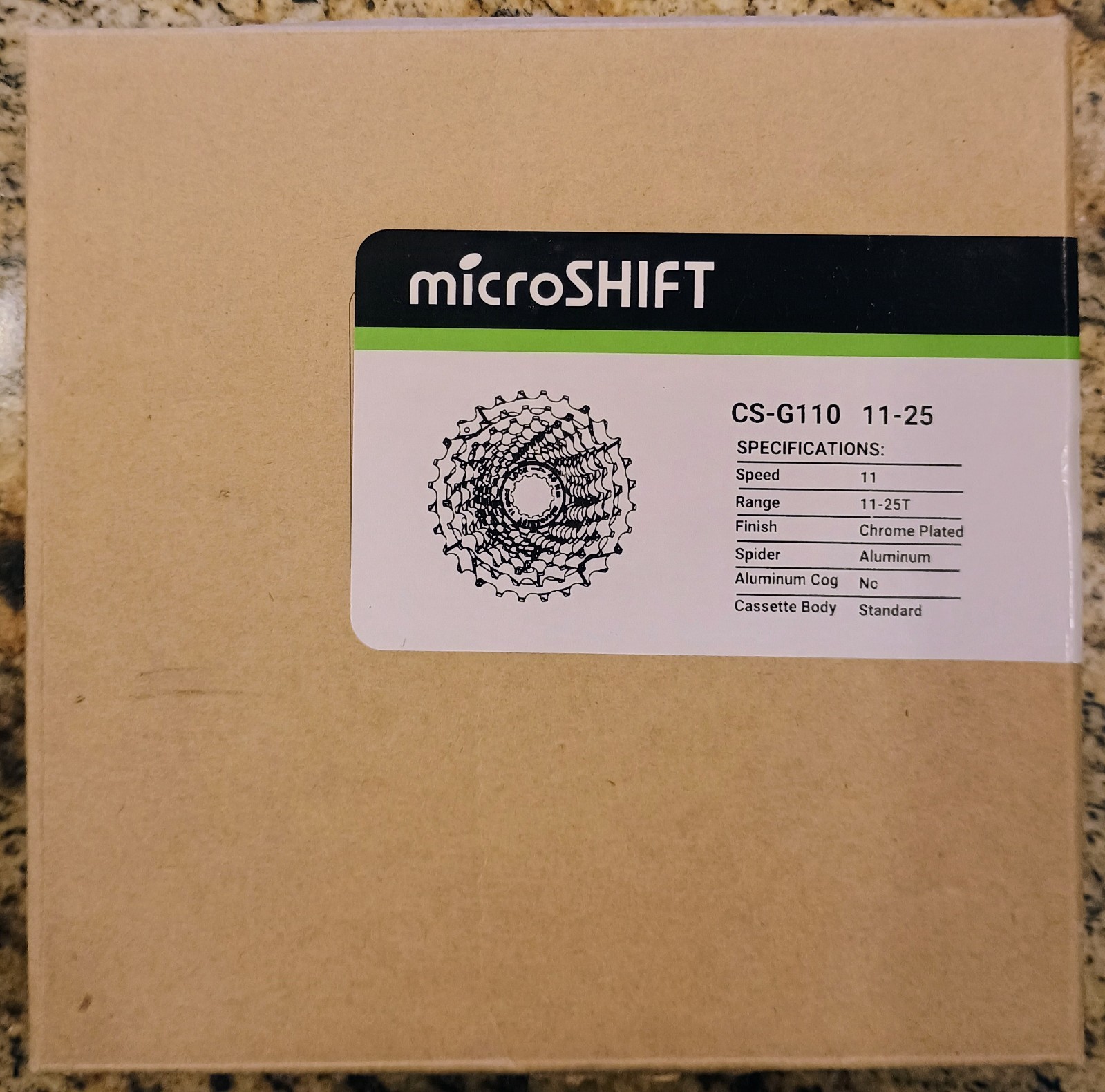 microSHIFT cassette 11 speed 11-25T CS-G110 aluminum spider chrome Shimano NIB