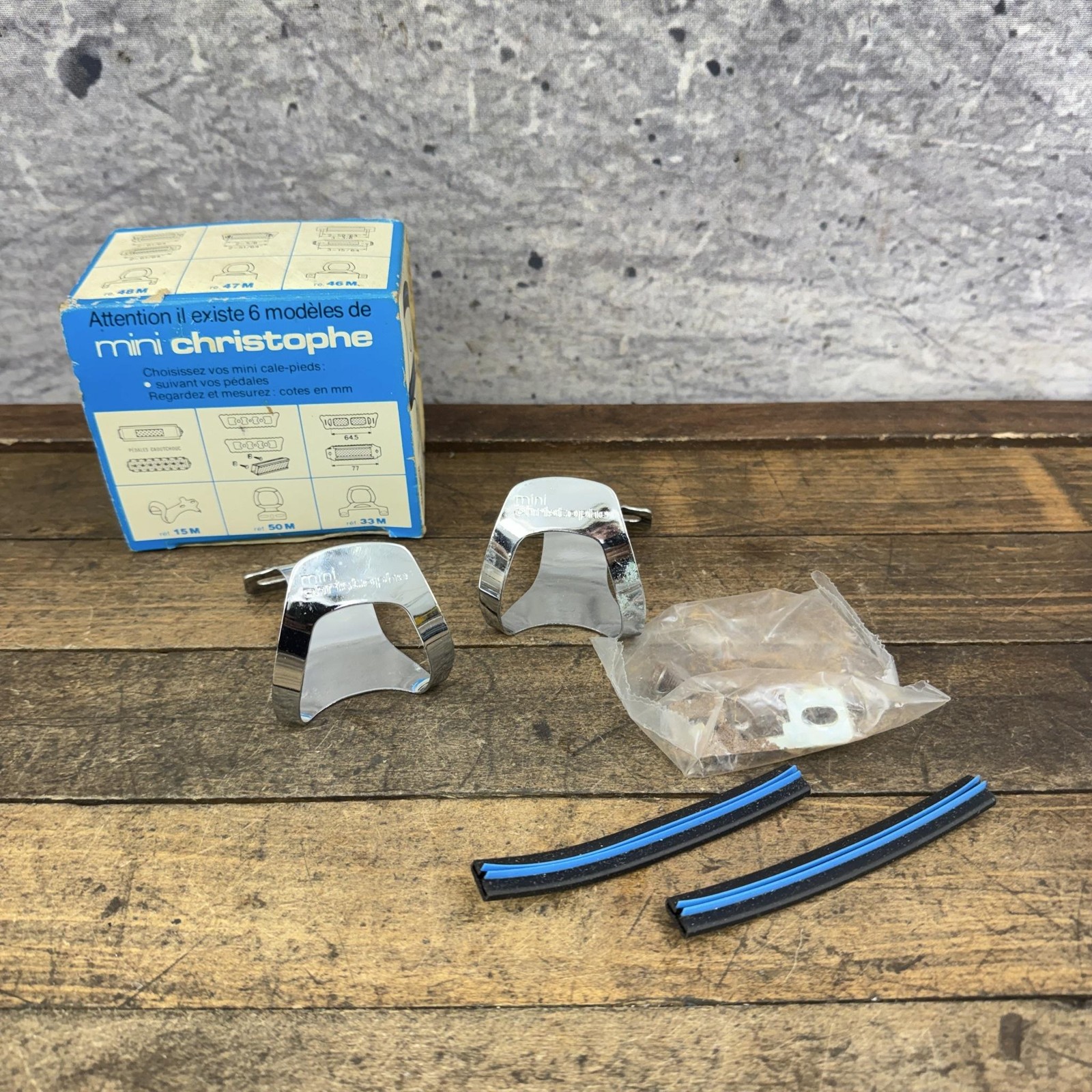 Vintage Christophe Mini Toe Clips NOS 50M Steel Chrome Pair Road Bike France 95g