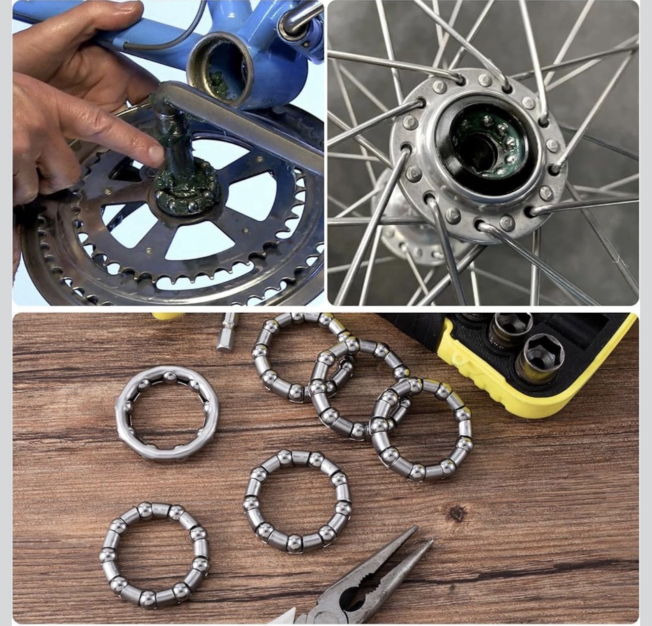 4pcs 1/4in x 9 Balls Bike Ball Crank Bearing, Stainless Steel