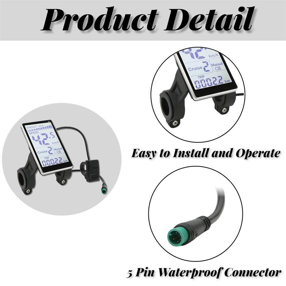 Ebike 24V 36V 48V 60V M5 LCD Display Speed Power Meter Control Panel 5 Pin SM/WP