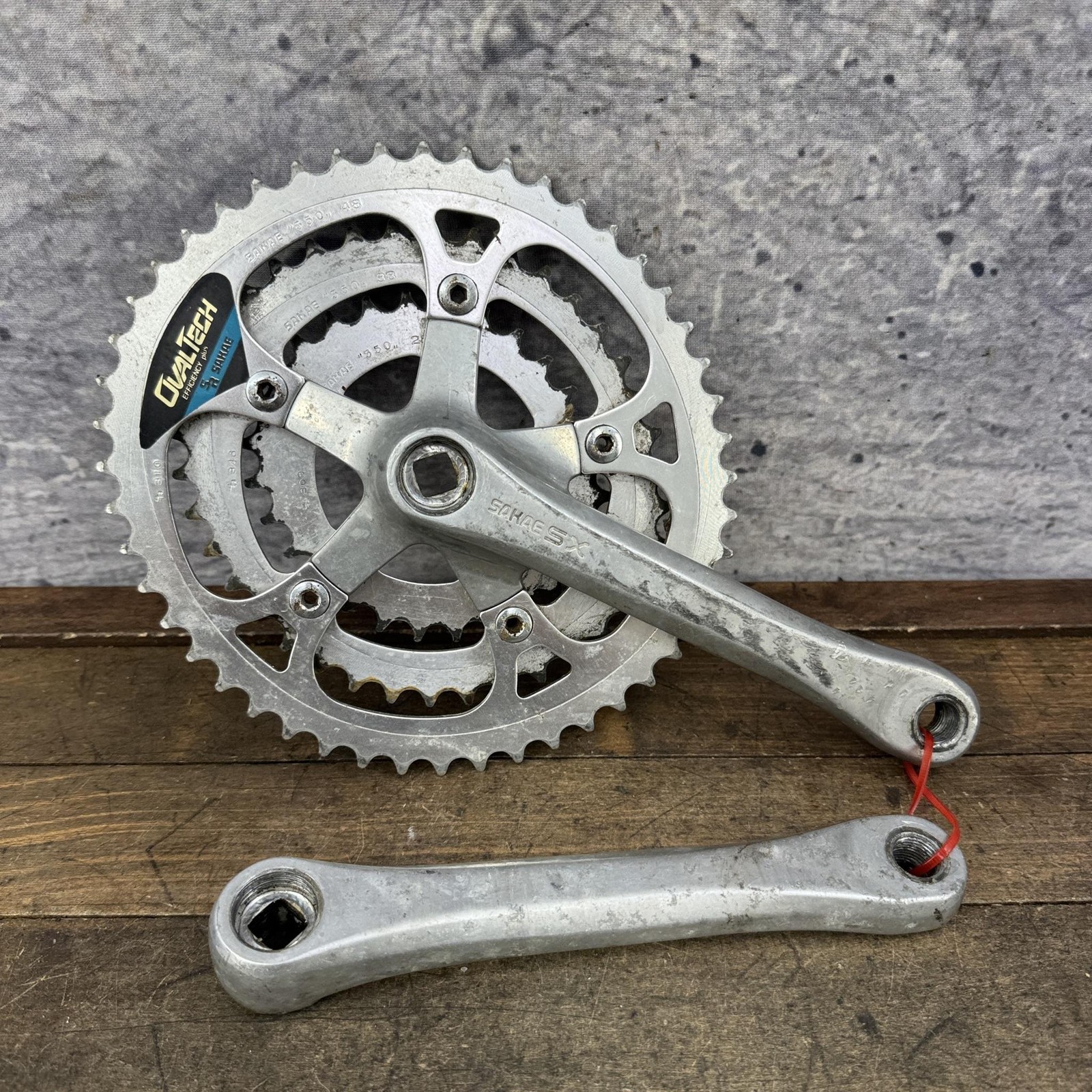 Vintage Sakae SX Crankset 175mm Triple OvalTech 80s Japan Square Taper Oval Ring