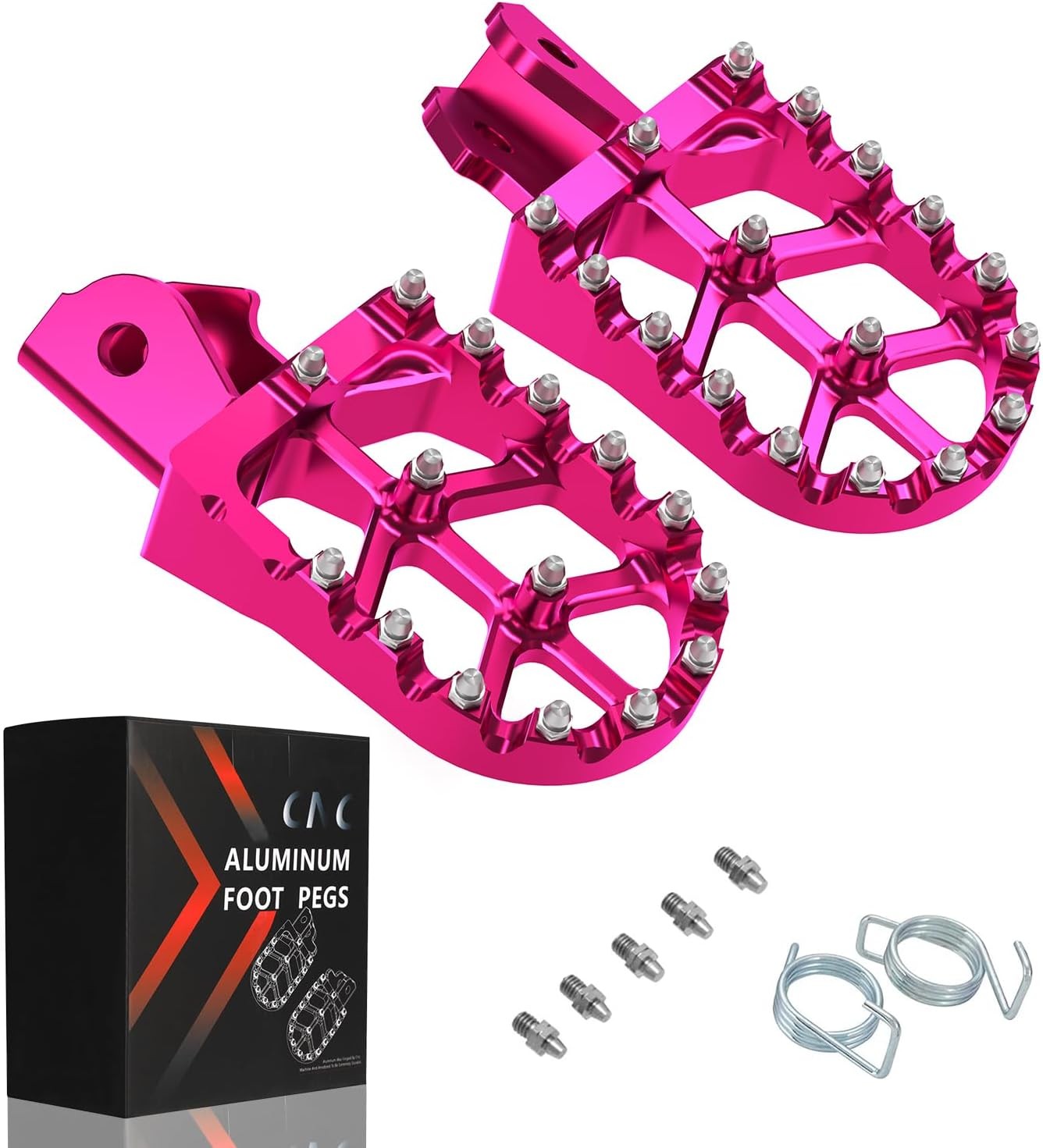 Dirt Bike Foot Pegs with Springs,7075 Aluminum CNC Footpegs Pedals Rests pink
