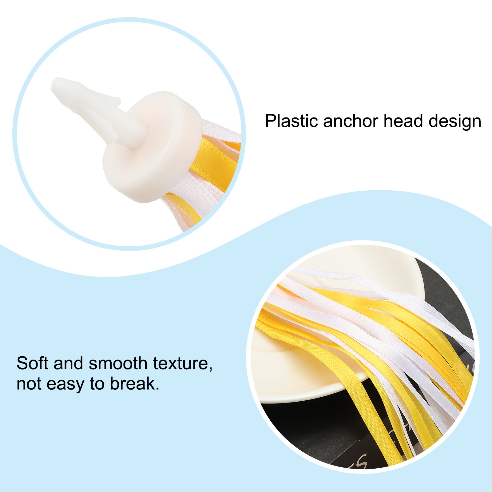 2 Pair Bike Streamers, Scooter Handlebar Tassels Grips Ribbon, Yellow White