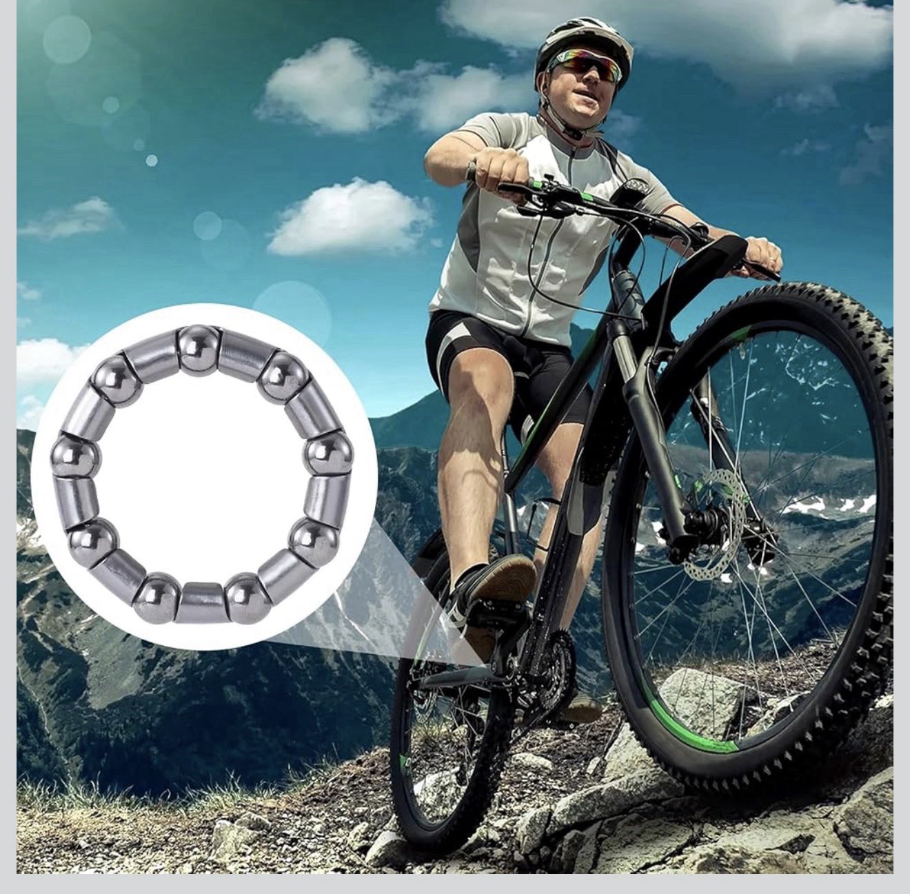 4pcs 1/4in x 9 Balls Bike Ball Crank Bearing, Stainless Steel