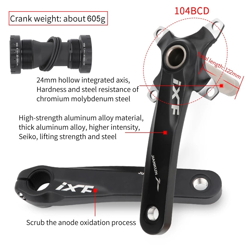 IXF 104BCD Hollowtech Crank Arm Mountain Bike Bottom Bracket 170mm For Shimano